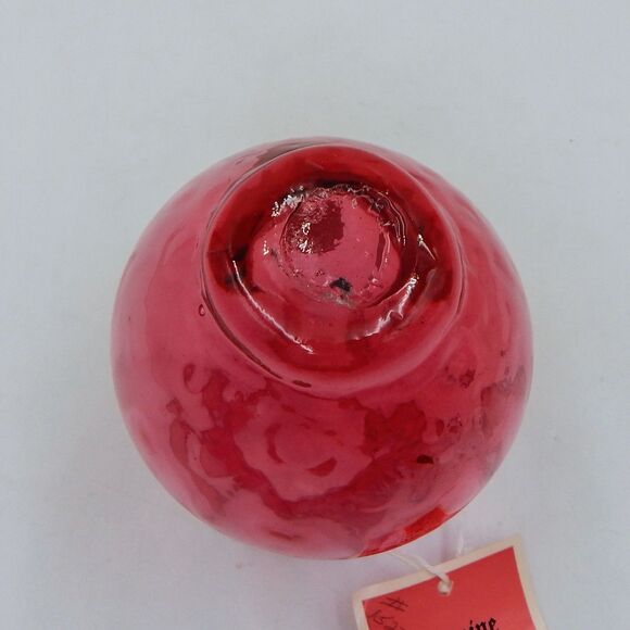 Pilgrim Glass Handblown Cranberry Vase Pitcher Optic Clear Handle 4.5 In Tag - Picture 8 of 10